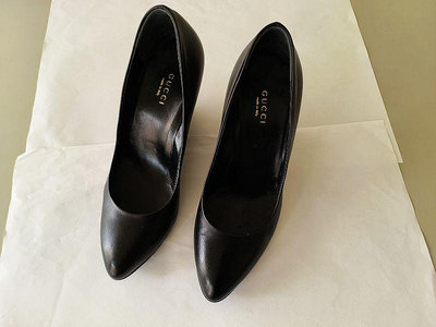 GUCCI黑色簡約楔型鞋高跟鞋