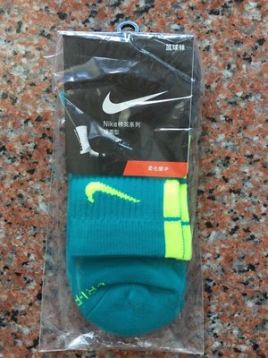 Nike襪子 / Nike 精英系列 加厚純棉中筒毛巾襪 【湖綠底螢光黃】【現貨】