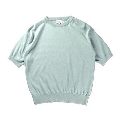 Freaky House-日本MANUAL ALPHABET 日常穿著彈性縮口棉麻透氣涼爽針織衫淺湖水藍日本制