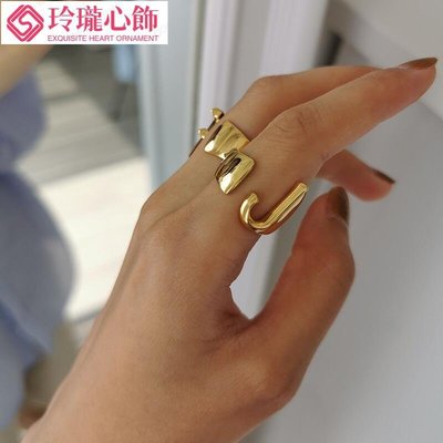 韓國東大門英文字母純銀定製戒指女食指時尚復古歐美誇張ins潮流~玲瓏心飾