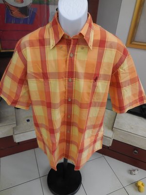 (二手瑕疵品)Marlboro classics 萬寶路橘紅色格紋襯衫(美版S)(B410)