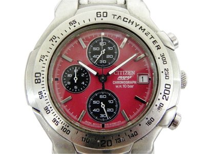 [專業模型] 三眼錶 [CITIZEN 160315] 星辰 OXY賽車計時錶[紅色面3眼+日期]中性/新潮/軍錶