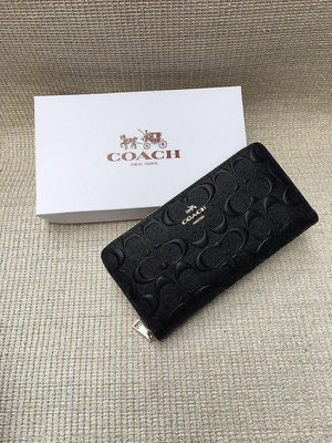 全新 COACH 53834 美國正品新款壓花浮雕款 女士拉鏈長夾 錢包 超低直購