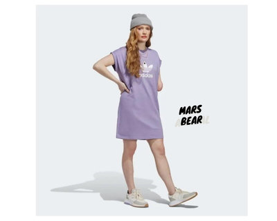 『MarsBear』99元起標無底價~ADIDAS愛迪達長版粉紫LOGOT恤洋裝/情人節/小紅書
