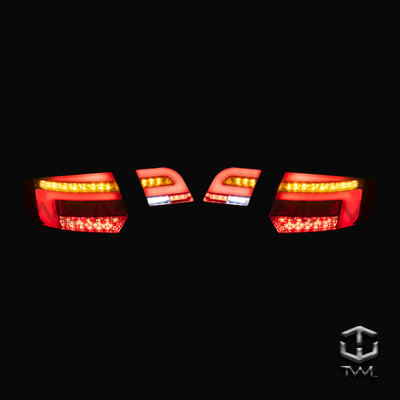 《※台灣之光※》 全新 AUDI A3 S3 5D 5門 05 06 07 08年全LED光柱紅黑尾燈組方向燈是流水燈