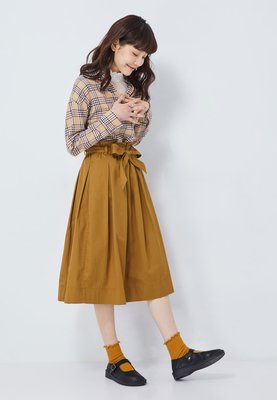 清衣櫃↝出清↝轉賣NUV高腰綁帶圓裙 尺寸:(36) 棕色 B31