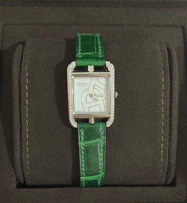 「JL精品代購」愛馬仕Hermès cape cod 綠色鱷魚鑽錶 配貨價