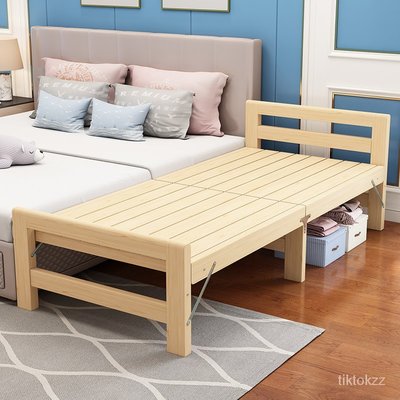 實木折疊拼接床加寬床加長床松木床架兒童單人床可定做床邊床