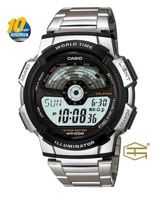 【天龜 】CASIO 鋼帶款 儀錶板風格 10年電力 AE-1100WD-1A
