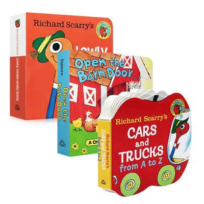 英文原版繪本 入門啟蒙3冊手掌機關書 Richard Scarry's Cars and Trucks from A t