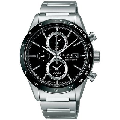 SEIKO 精工 Spirit 太陽能兩地時間計時腕錶 SBPY119J-V172-0AP0A 黑 40mm