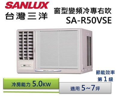 SANLUX 台灣三洋 變頻窗型左右吹式冷氣SA-R50VSE/SA-L50VSE