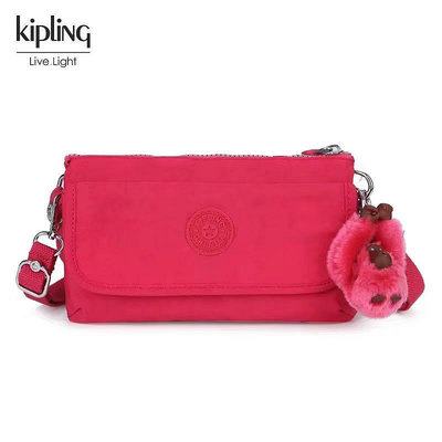 小Z代購#Kipling 猴子包 K23431 玫紅 桃紅 輕便旅行夾層斜背包/側背/肩背 長短背帶 出遊 旅行 防水