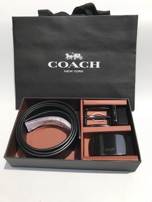 北美精品代購 COACH 12026 男士皮帶 浮雕設計 精緻簡約 可自行裁短 附購證 買即送禮