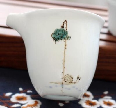5952A 日式 陶瓷手繪分茶器 茶海陶瓷茶杯公道杯 質感彩繪蓮蓬分茶杯陶瓷杯茶道用品茶具