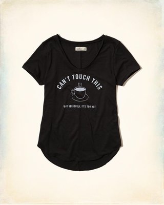 【Hollister Co】Coffee Graphic Tee 黑色短T--現貨M