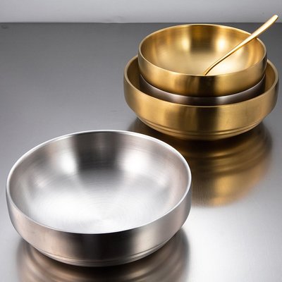 韓式雙層大湯碗 米粉拉面碗 隔熱面碗 不銹鋼泡面碗冷面碗沙拉碗