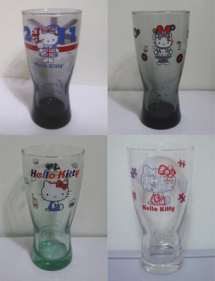 7-11~Kitty 經典玻璃曲線杯/玻璃杯【單賣】英倫風、湖水藍、銀灰變裝兔、拼圖(一款50元)