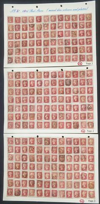 英國古典郵品-星標紅便士郵票復組全版AA-TL舊票240枚全掛件1套。嘻嘻網品店