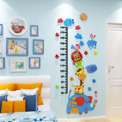 卡通測量兒童身高3d立體亞克力墻貼畫裝飾布置兒童房間臥室#墻貼#裝飾#簡約#創意#促銷