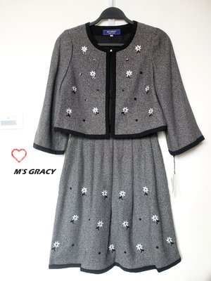M'S GRACY(全新吊牌)灰黑色刺繡外套&amp;裙38號