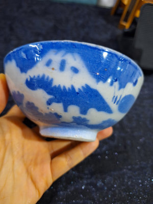 金欣古玩：台灣早期老碗盤：日劇時代青花碗瓷器陶器拍賣器拍賣／02544