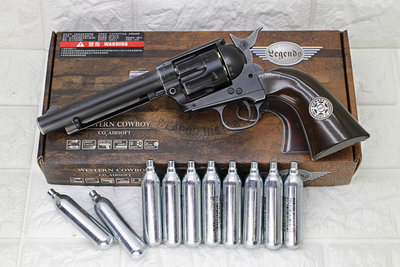[01] Colt SAA 左輪 手槍 CO2槍 舊黑 + CO2小鋼瓶 (左輪槍右輪牛仔玩具槍短槍警長警察WG KWC