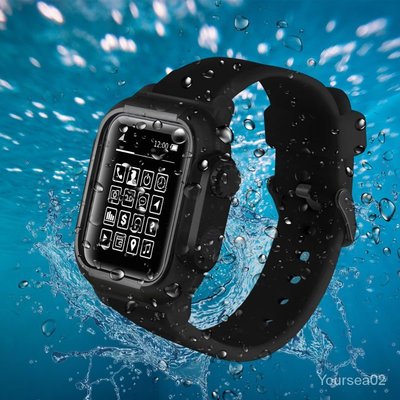 適用於蘋果手錶Applewatch3/4 5代防水防摔保護殼連體iwatch錶帶