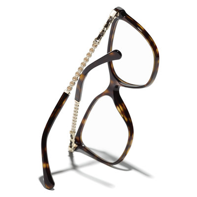 CC Collection 代購 Chanel 小珍珠鍊邊方框光學眼鏡／鏡架