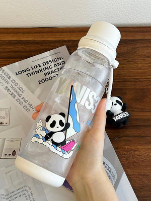 Yanis3沖浪胖達tritan塑料杯耐高溫夏季新款吸管水杯可愛熊貓杯子