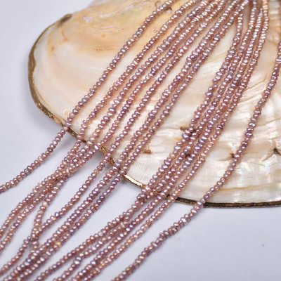 珍珠天然淡水珍珠3-4mm裸石紫色迷你小珠子diy飾品半成品項鏈鎖骨鏈
