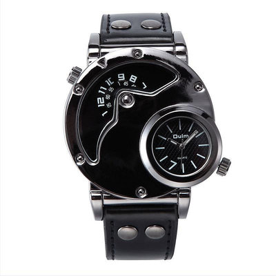 男士手錶 Oulm品牌時尚潮流男士手錶 雙時區個性運動石英男錶外貿爆款9591