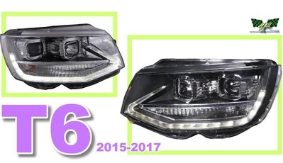 小亞車燈改裝＊最新 福斯 VW T6 15 16 17年 R8燈眉 光條 黑框 晶鑽 魚眼 大燈 T6大燈 車燈