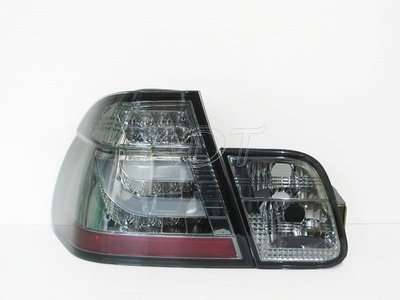 ~~ADT.車燈.車材~~BMW E46 4門 98~01 改款前專用 類F10 光柱燻黑殼LED尾燈組6000 贈送燻黑側燈