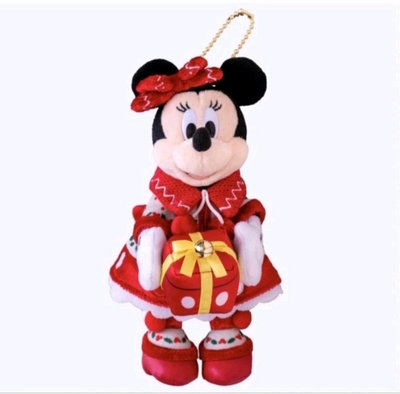 全新 日本迪士尼樂園 2021年 米妮聖誕節吊飾 耶誕節禮物掛飾小娃娃 米老鼠包包別針掛飾小公仔 minnie mouse 新年洋裝鈴鐺掛件小玩偶 disney