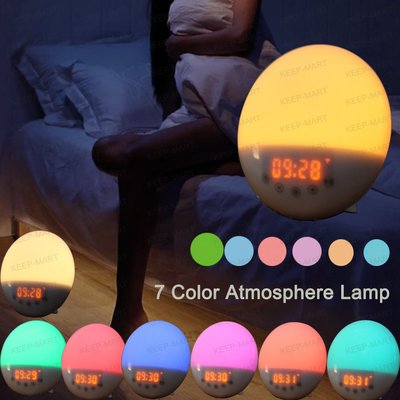 新款WIFI模擬日出喚醒燈鬧鐘 LED床頭燈電子鬧鐘 自然喚醒氛圍燈