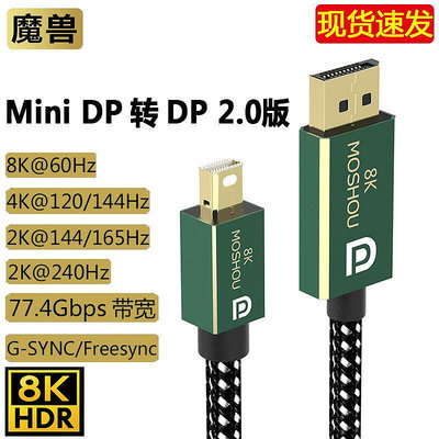 魔獸Mini DP轉DP線2.0版 4K@144Hz 8K@60Hz DisplayPort線兼容1.4