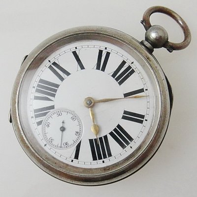 【timekeeper】 1880年瑞士製鑰匙上鍊銀質18 SIZE大懷錶(三門)(免運)