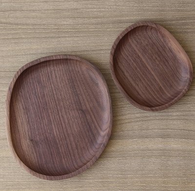 現貨熱銷-黑胡桃木托盤實木碟子異形木質圓盤水果點心端菜餐日式盤子可特定