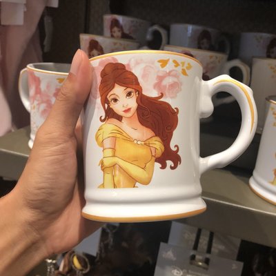 上海迪士尼生日禮物馬克杯美女與野獸杯子阿奇陶瓷杯牛奶杯咖啡杯~特價正品促銷