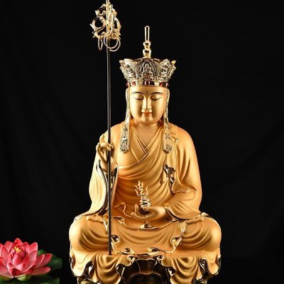 【熱賣精選】  銅佛像 神像 娑婆三聖 南無地藏王菩薩 法像莊嚴 銅鎏金（GA-3157）