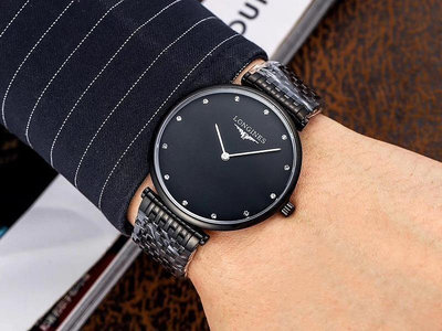 直購#浪琴腕錶 超薄酷炫黑嘉蘭系列 兩針超薄設計  瑞士進口石英機芯  休閑簡約超薄時尚防水手錶