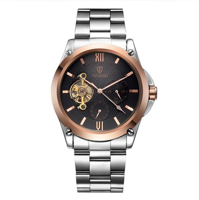 【潮裡潮氣】新款特威斯正品韓版時尚男士手錶皮帶手錶精鋼機械表防水男錶