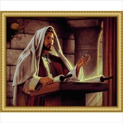 ☆十架之愛☆【全新】聖經數字油畫系列-耶穌傳教 (附贈木框 40*50cm)