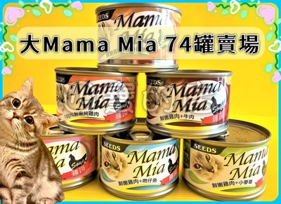 ✪四寶的店✪惜時➤大Mama Mia 72罐賣場 170g/罐➤純白肉 鮮嫩雞肉底 貓 餐罐 罐頭 Seeds 聖萊西