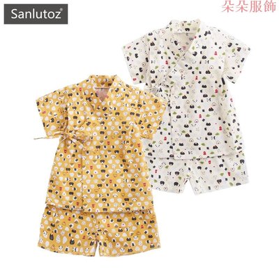 Sanlutoz 新生兒短袖套裝 日系男女寶寶家居服 寶寶浴衣袍和服時尚棉質