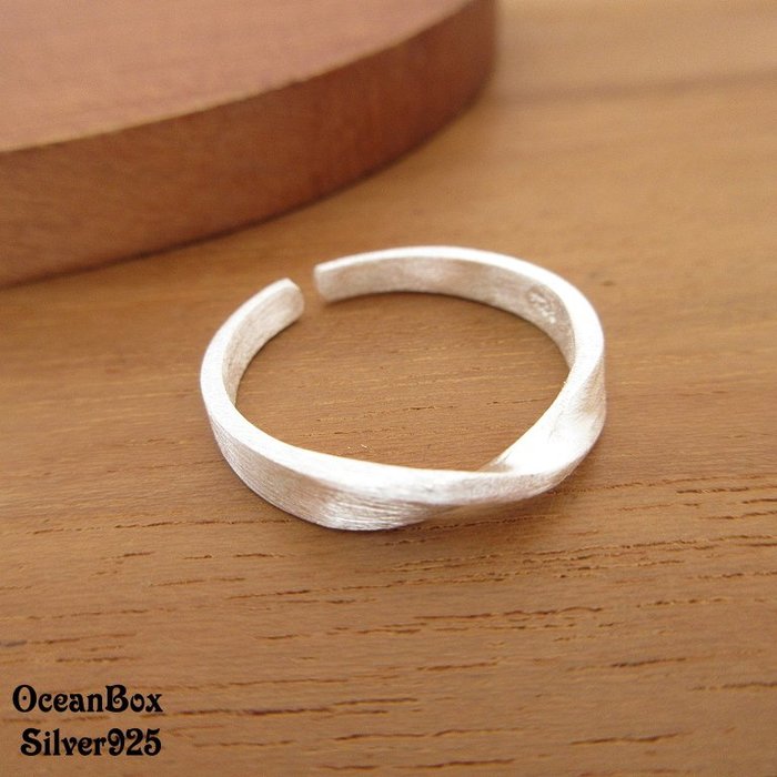 §海洋盒子§銀色拉絲莫比烏斯環開口式925純銀戒指 OB7663-2(H)