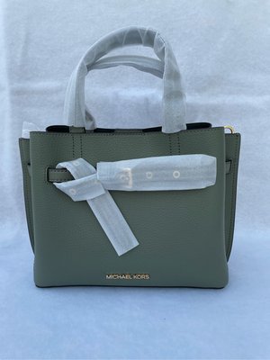 Michael Kors 打結皮帶釦飾托特包/三層手提斜背包-橄欖綠