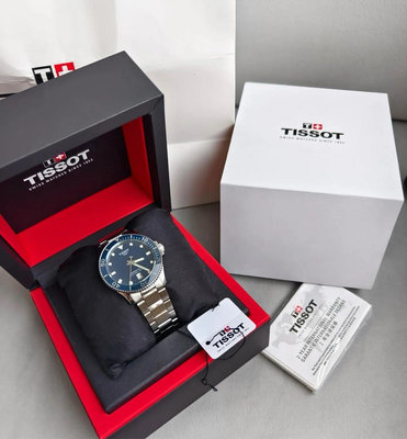 TISSOT Seastar1000 藍色錶盤 銀色不鏽鋼錶帶 石英 男士手錶 T1204101104100 潛水錶