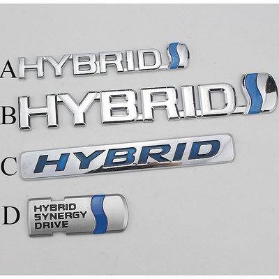 1 X ABS HYBRID徽標側面後徽徽章標誌貼紙，用於豐田